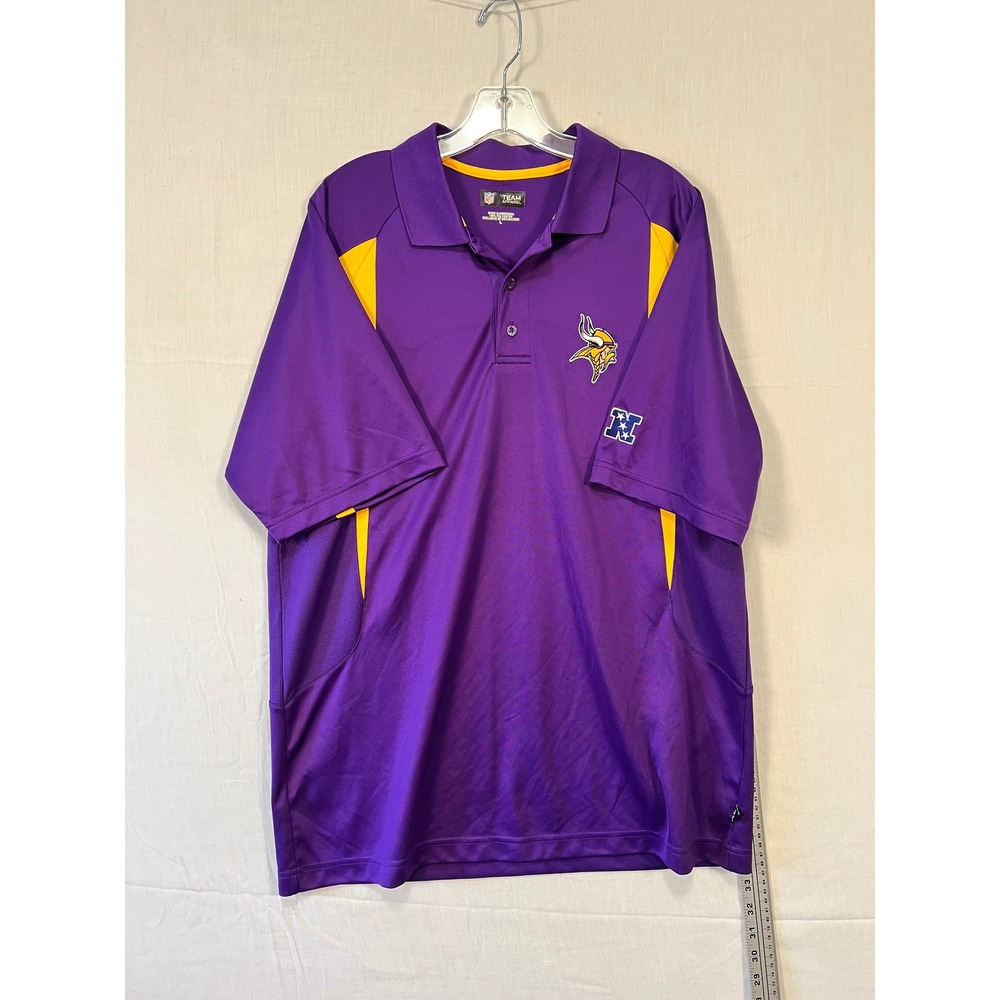 NFL Team Apparel Minnesota Vikings Mens Purple Gold Polo Shirt KCB3 Large